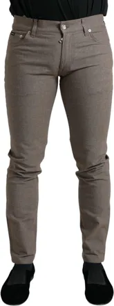 Dolce & Gabbana Brown Cotton Stretch Skinny Men Mens Pants