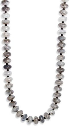 Nordstrom 12mm Beaded Necklace in Grey- Gold at Nordstrom