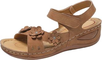 Generic Summer Gladi$ator Sandals for Women Wedge For : Comfortable Summer Platform Casual Dress Sandal Sandles (Brown, 6.5)