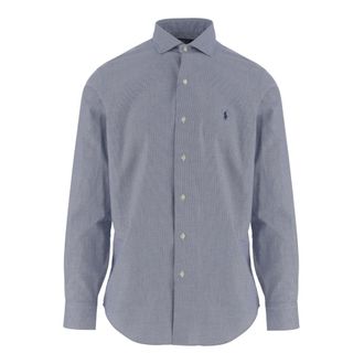 Polo Ralph Lauren Overhemden, Heren, Blauw, S, Katoen, Katoenen overhemd met logo