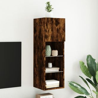 vidaXL Vidaxl - Mueble Para Tv Con Luces Led Roble Ahumado 30,5x30x90 Cm