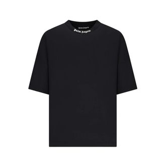 Palm Angels Classic Logo Over Tee - Heren - T-shirts - Zwart - S - Katoen - Tops