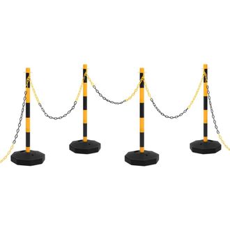 vidaXL Juego De Barrera Con Postes Y Cadena Pl&aacute;stico 10 M Vidaxl