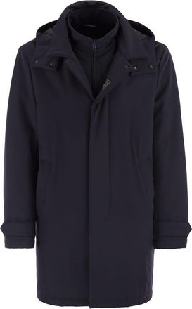 Fay Mens Morning Coat Travel In Jersey Stretch - Dark Blue Nylon - Size X-Large