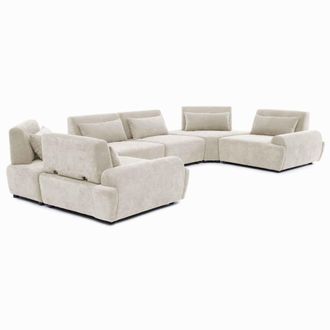 Oviala Sof&aacute; esquinero modular de 6 plazas con respaldo ajustable 462 cm crudo
