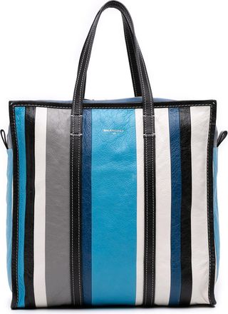 Balenciaga Pre-owned Womens Bazar Tote Striped Leather Bag - Sky Blue - One Size