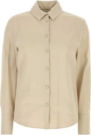 Max Mara Badesse Long-Sleeve Shirt - Dames - Overhemden - Beige - M - Leer - Overhemden