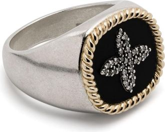 Pascale Monvoisin 9kt yellow gold and sterling silver Bowie diamond ring - women - 9kt Yellow Gold/Sterling Silver/Diamond/Bakelite - 56