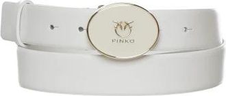 Pinko Round Enamel H2-8 Riem - Dames - Riemen - Wit - S - Leer - Accessoires
