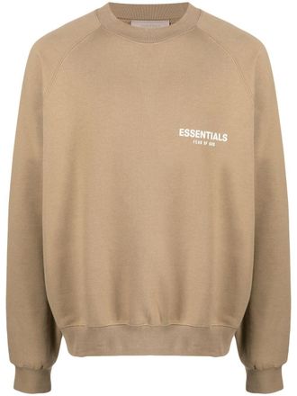 Fear of God logo-print crew-neck sweatshirt - men - Cotton/Polyester - S - Brown