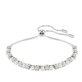 Swarovski Armband Unisex Matrix Kristal Parel Wit Gerhodineerd 5689633 - Dames - Armbanden - Grijs - ONE Size - Accessoires