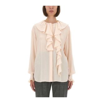 Alexander McQueen Blusa de seda con volantes - Blouses & Shirts - Mujer - Rosa - M