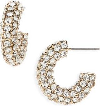 Nordstrom Rack Pav&eacute; Hoop Earrings in Clear- Gold at Nordstrom Rack
