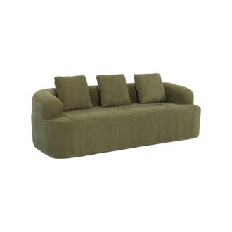 Sweeek Sof&aacute; envasado al vac&iacute;o de tela, 3 plazas, verde kaki