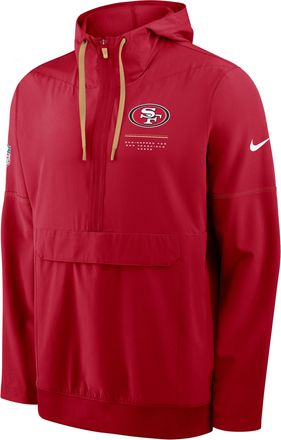 Nike San Francisco 49ers Sideline Anorak Nike Mens NFL 1/2-Zip Hooded Jacket in Red | 03AT084K9B-EKU