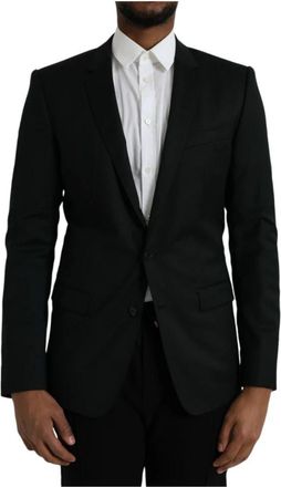 Dolce & Gabbana Zwarte Wol Blazer Slim Fit - Heren - Blazers - Zwart - M - Wol - Jassen