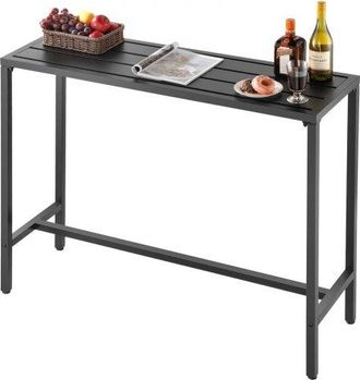 OEM Mesa Alta De Bar De Exterior, 1200 X 375 X 980 Mm, Mesa De Comedor Rectangular Con Tablero Impermeable Y Estructura De Metal Resistente, Mueble De Jar
