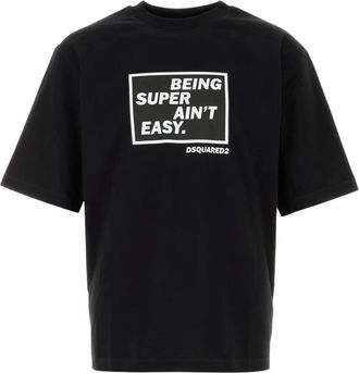 Dsquared2 T-shirt met sloganprint - Dames - T-shirts - Zwart - L - Katoen - Tops