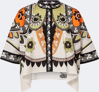 La DoubleJ Foulard printed cropped cotton shirt