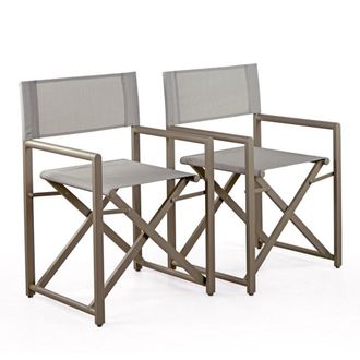 Brigros Juego de 2 sillas directoras plegables de aluminio blanco