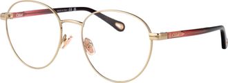 Chlo&eacute; CH0269O Metal-Acetate Round Frame Eyeglasses - Gold
