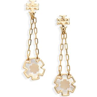 Tory Burch Forget Me Not Drop Earrings in Tory Gold /Mother Of Pearl at Nordstrom