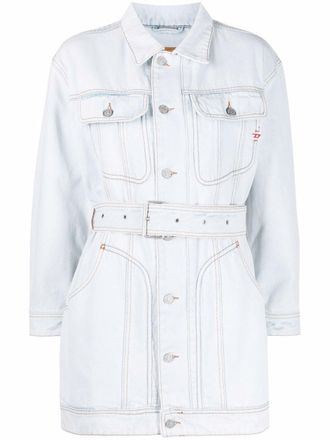 Diesel De-Flaminia denim jack met ceintuur - Blauw