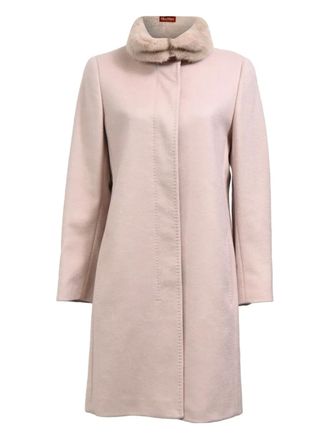 Max Mara fur collar wool coat - women - Wool - 40 - Pink