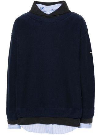 Balenciaga layered logo-appliqu&eacute; jumper - Blue