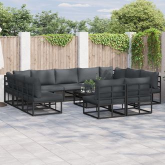 Berkfield Home Garden Sofa Set 12 pcs Black 70 x 70 x 32 cm Aluminium