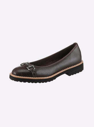 Heine Ballerina HEINE, Damen, Gr. 37, braun (dunkelbraun), Glattleder, Leder, Schuhe Ballerina