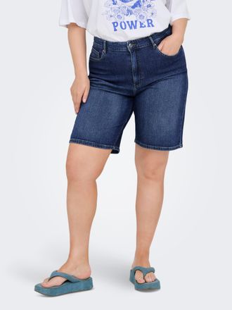Only Carmakoma Jeansshorts ONLY CARMAKOMA CARSONNY HW WIDE DNM SHORTS NAS843 NOOS, Damen, Gr. 42, N-Gr, blau (dunkelblau denim), Denim/Jeans, Obermaterial: 98% Baumw