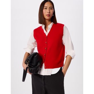 Whistles V-Neck Button Front Knit Tank in Red at Nordstrom, Size X-Small