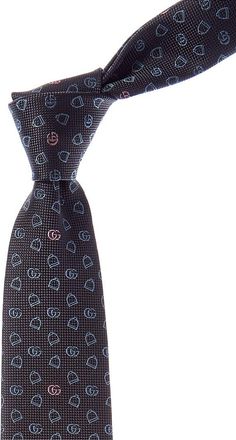 Gucci Navy Stirrup Jacquard Silk Tie