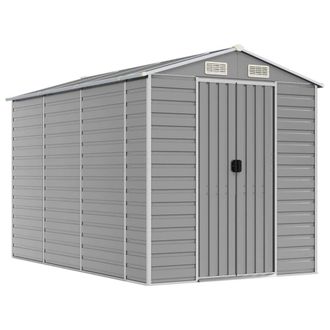 Berkfield Home Garden Shed Light Grey 191x300x198 cm Galvanised Steel | Size: 191 x 300 x 198 cm