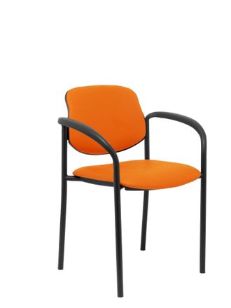 Piqueras y Crespo Silla Fija Styl Similpiel Naranja Chasis Negro Con Brazos