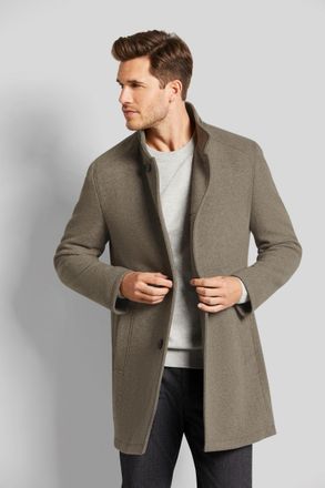 Bugatti Wollmantel BUGATTI, Herren, Gr. 58, grau (taupe), 49% Polyester, 40% Wolle, 11% Viskose, unifarben, slim fit, normaler Saum, M&auml;ntel Wollmantel, im kla