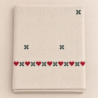 Maisons du monde Mantel de algod&oacute;n y lino con bordados navide&ntilde;os