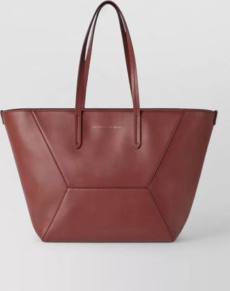 Brunello Cucinelli leather tote bag monili detail top handles