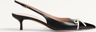 Valentino Garavani D&eacute;collet&eacute; Slingback Bepointy In Vernice E Capretto 45Mm Donna NERO/AVORIO 35.5