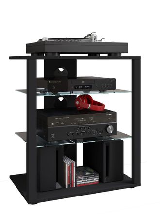 ebuy24 Ebuy24 - Muebles De Madera Vcm Hifi Estante Phono De Gabinete De Estanter&iacute;a 2 Pisos De Vidrio Dimensiones: Al. 70 X An. 60 X T. 41 Cm Phono Mediaregal