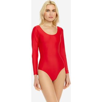 Leveret Womens Long Sleeve Leotard in Red at Nordstrom, Size X-Small