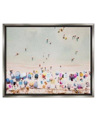 Stupell Industries Aerial Beach View People Swimming Framed Floater Canvas Wall Art By Krista Broadway