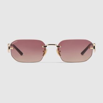 Gucci Rectangular-frame Sunglasses, Gold