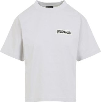 Balenciaga White Crewneck Logo T-Shirt