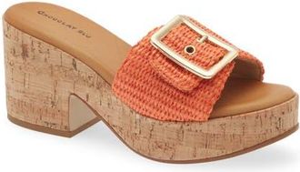 Chocolat Blu Gani Platform Slide Sandal in Orange Raffia at Nordstrom, Size 8-8.5Us