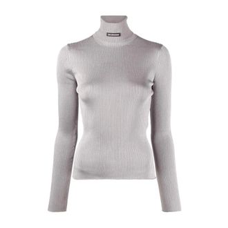 Balenciaga Turtlenecks, female, Gray, Size: S Ribbed Turtleneck Sweater