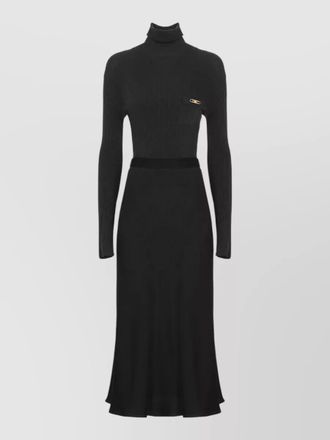 Elisabetta Franchi silk turtleneck long-sleeve knee-length dress