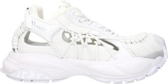 Versace Witte Leren Lage Sneakers met Logo - Dames - Sneakers - Wit - 38 EU - Leer - Schoenen