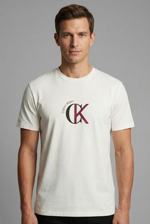 Calvin Klein Jeans T-Shirt CALVIN KLEIN JEANS, Herren, Gr. XXL, wei&szlig; greige, Web, Obermaterial: 100% Baumwolle, unifarben, regular fit normal, Rundhals, eingesetzt abges